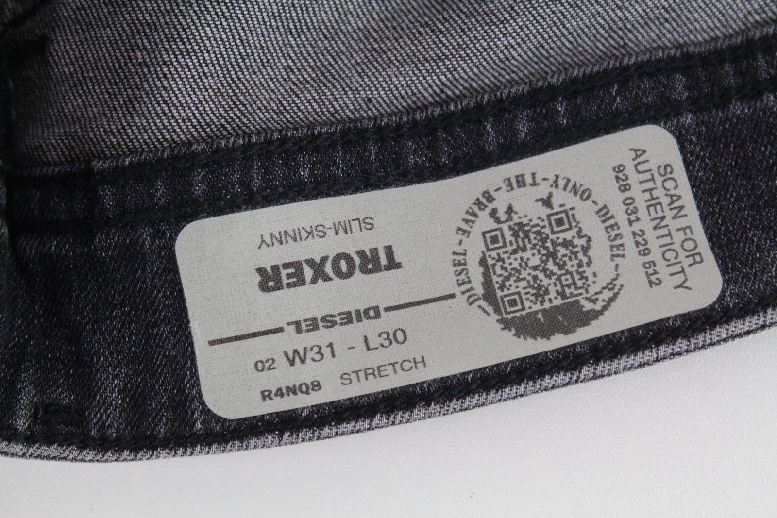 DIESEL Troxer R4NQ8 Men's Jeans W31 L30 Grey Slim Fit Washed Stretch