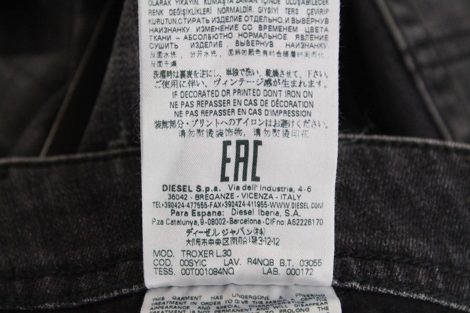 DIESEL Troxer R4NQ8 Men's Jeans W31 L30 Grey Slim Fit Washed Stretch