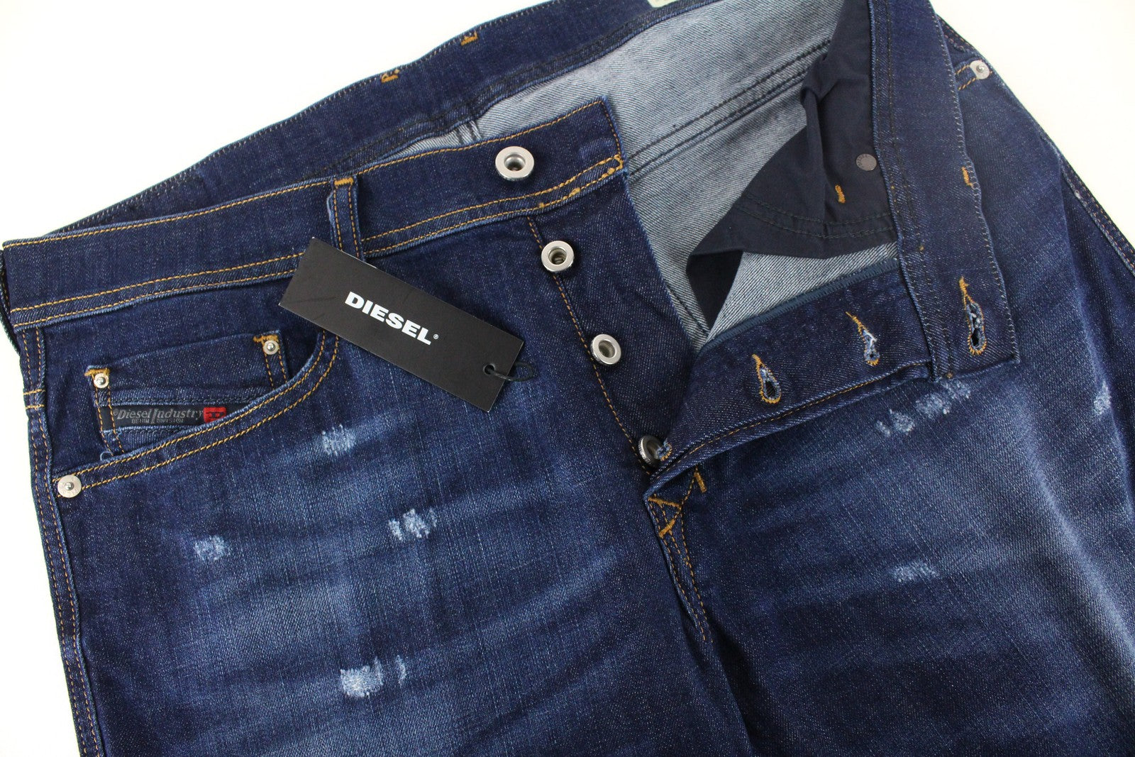 DIESEL Tepphar R7NA8 Men's Jeans W32 L34 Slim Carrot Washed Blue Cotton Fit