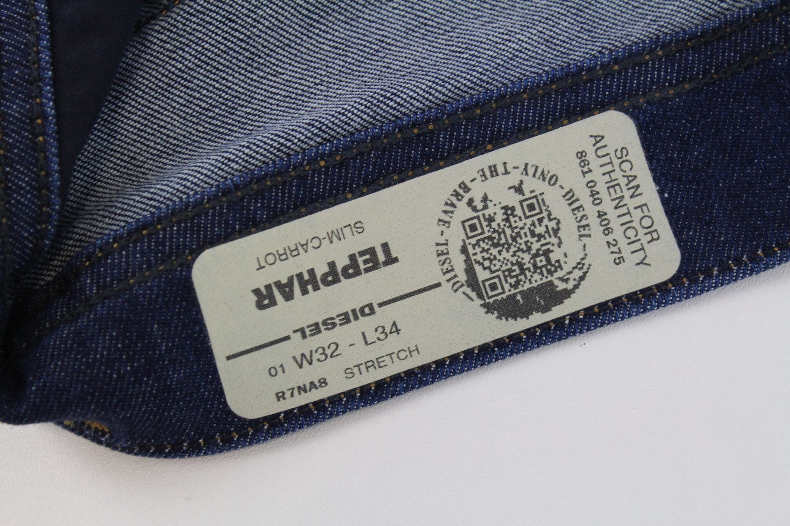 DIESEL Tepphar R7NA8 Men's Jeans W32 L34 Slim Carrot Washed Blue Cotton Fit