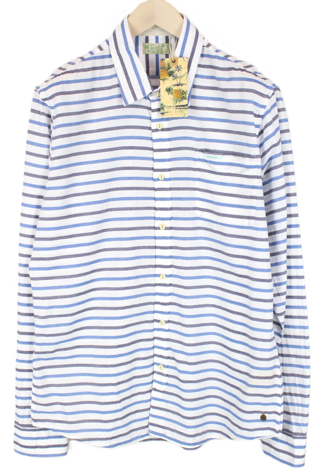 SCOTCH & SODA Ams Couture Shirt XL White Men's Cotton Long Sleeve Stripe
