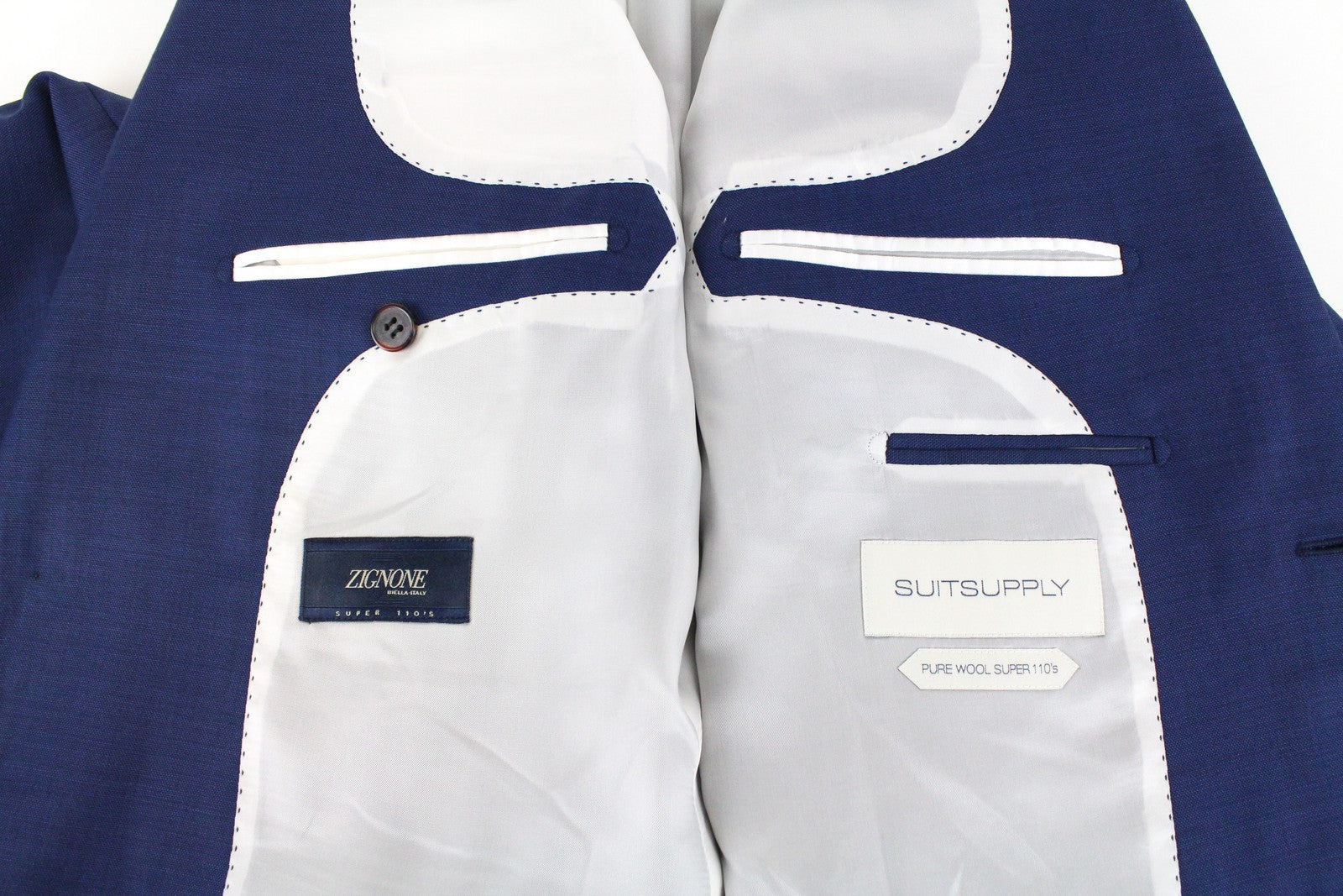 SUITSUPPLY Napoli Men's Blazer UK40L Blue Super 110s Wool Lined Formal