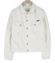 NUDIE JEANS Terry Men Jacket L Extreme Bleach Light Buttoned Spread Logo Pockets