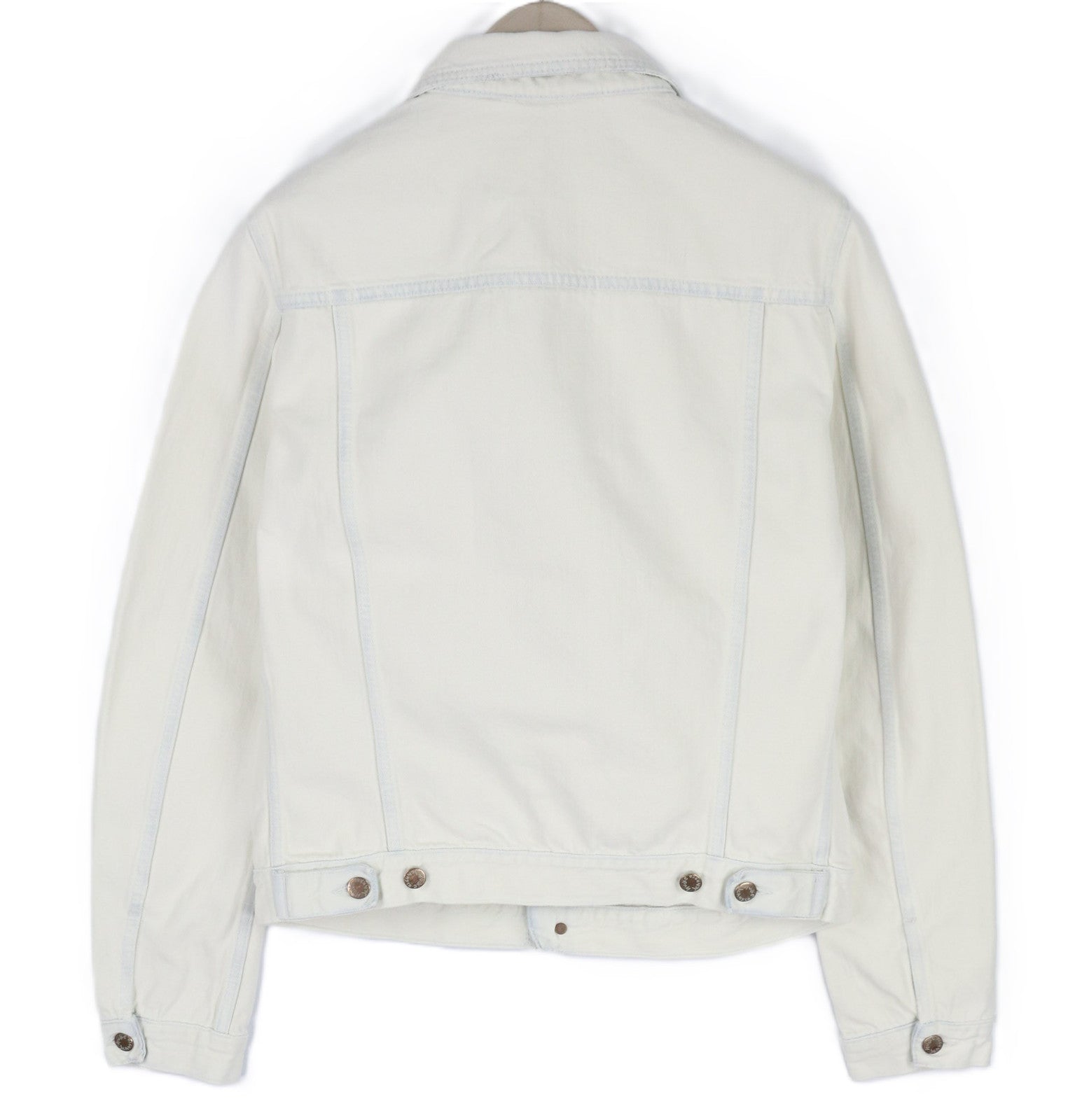 NUDIE JEANS Terry Men Jacket L Extreme Bleach Light Buttoned Spread Logo Pockets