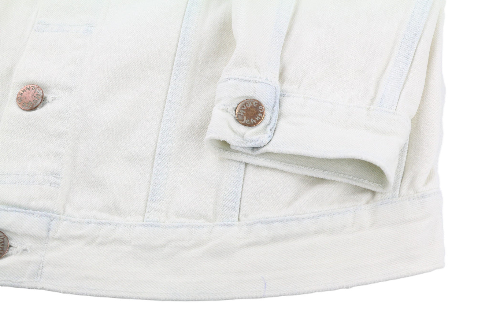 NUDIE JEANS Terry Men Jacket L Extreme Bleach Light Buttoned Spread Logo Pockets