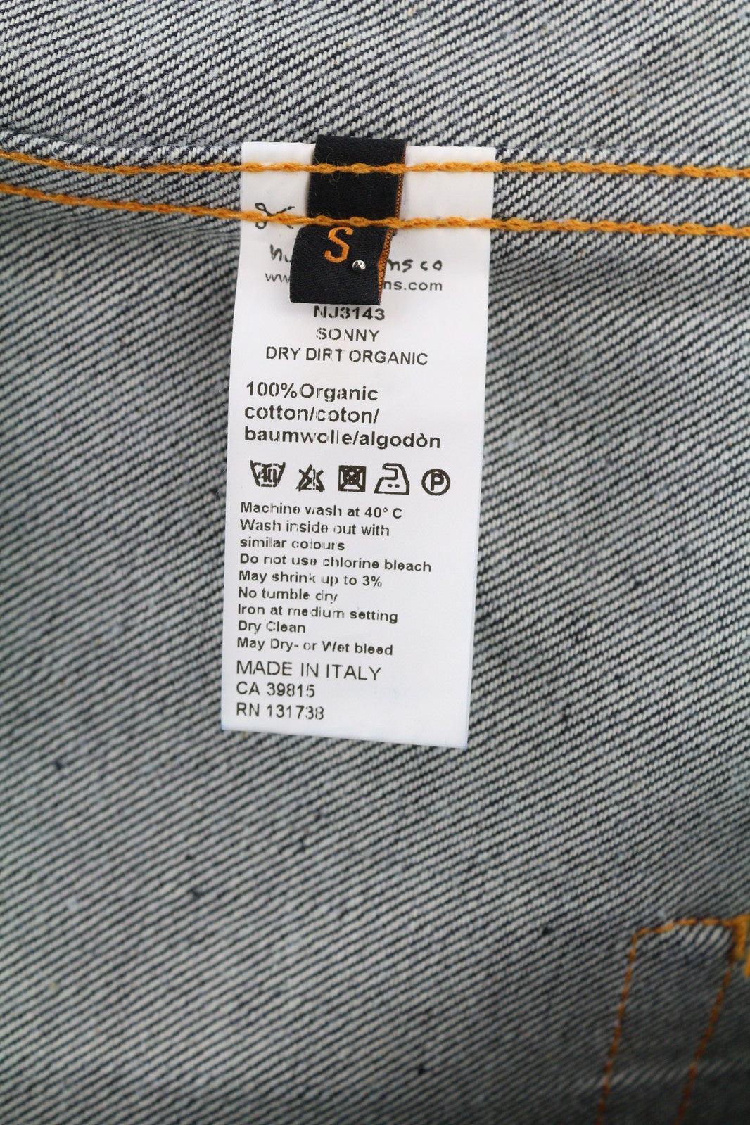 NUDIE JEANS Sonny Dry Dirt Organic Men's Jacket S Pure Cotton Denim Classic Blue