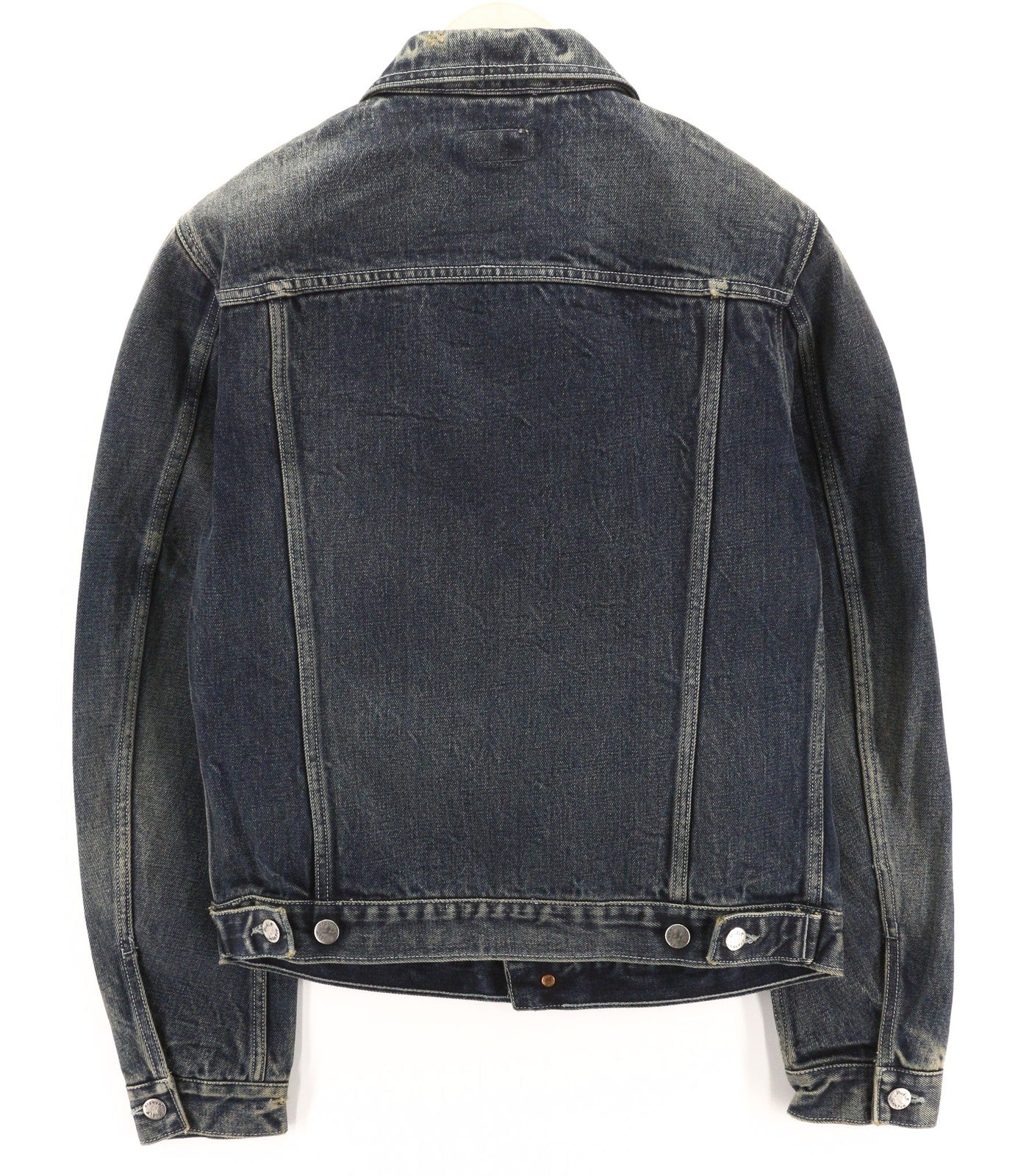 NUDIE JEANS Men Jacket M Selvedge Single-Breasted Washed Pure Cotton Denim Blue