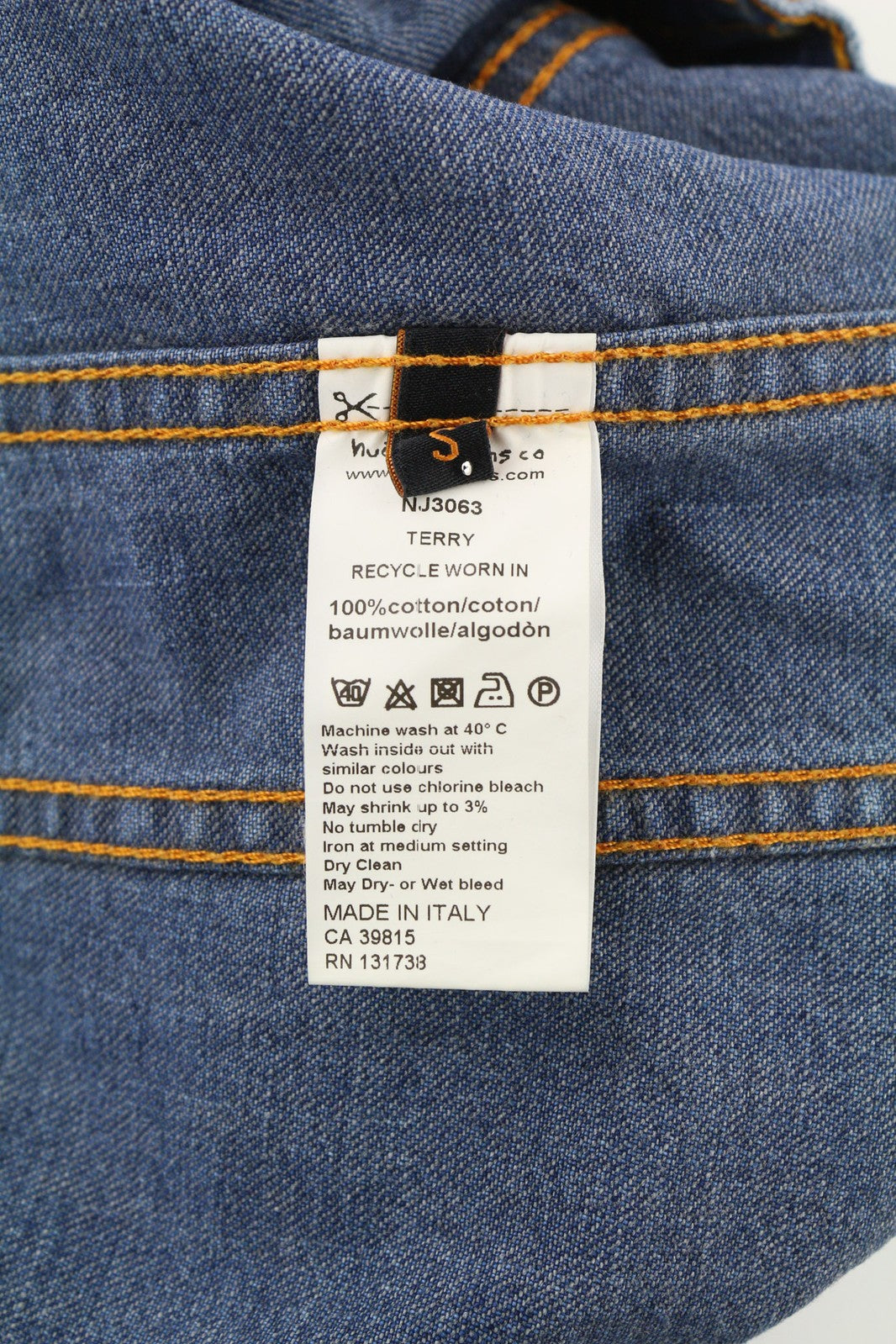 NUDIE JEANS Terry Recycle Worn In Men Jacket S Blue Washed Cotton Denim Unlined