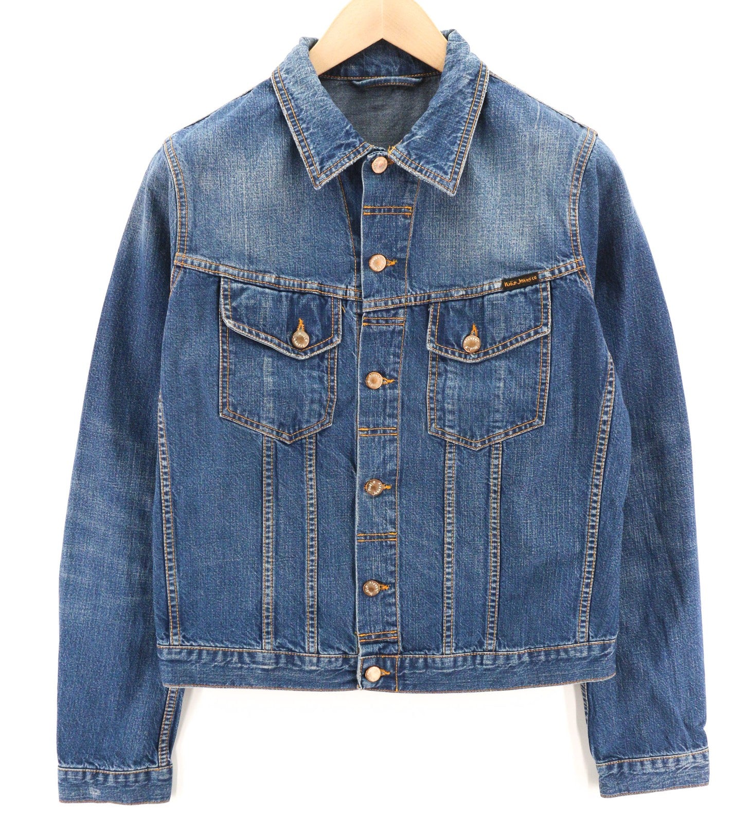 NUDIE JEANS Terry Recycle Worn In Men Jacket M Blue Pure Cotton Denim Washed