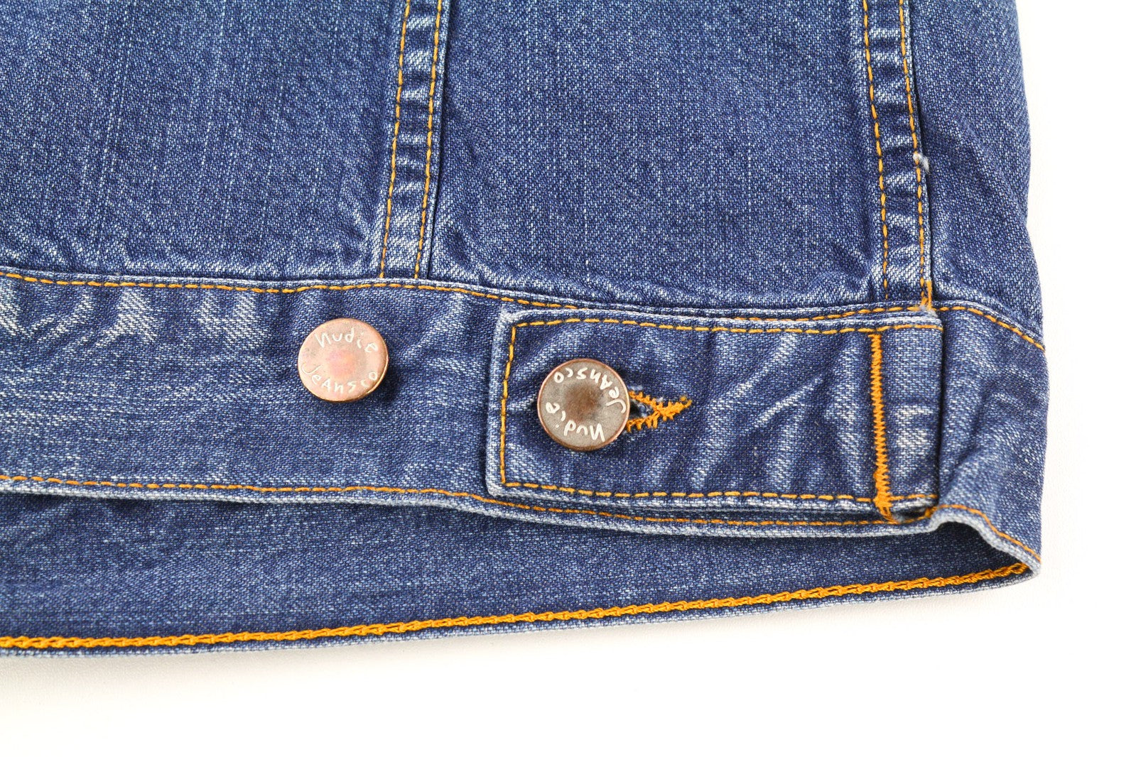NUDIE JEANS Terry Recycle Worn In Men Jacket M Blue Pure Cotton Denim Washed