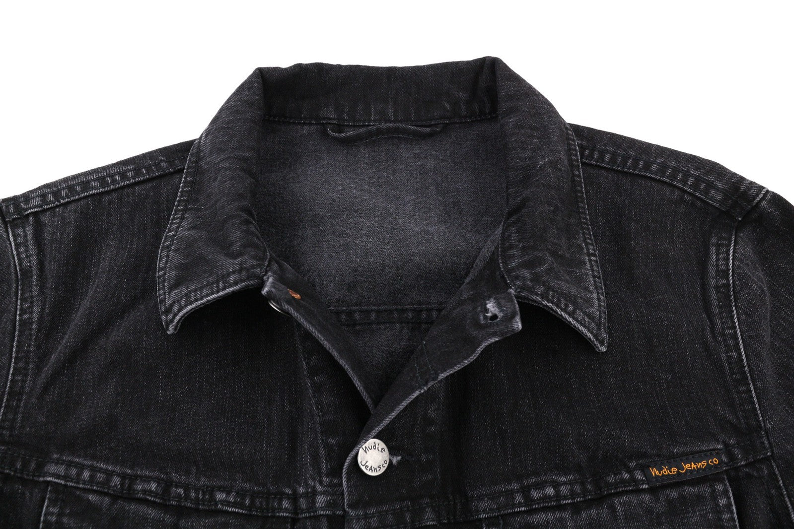 NUDIE JEANS Perry Organic Black Stone Men Jacket M Denim Black Faded Cotton