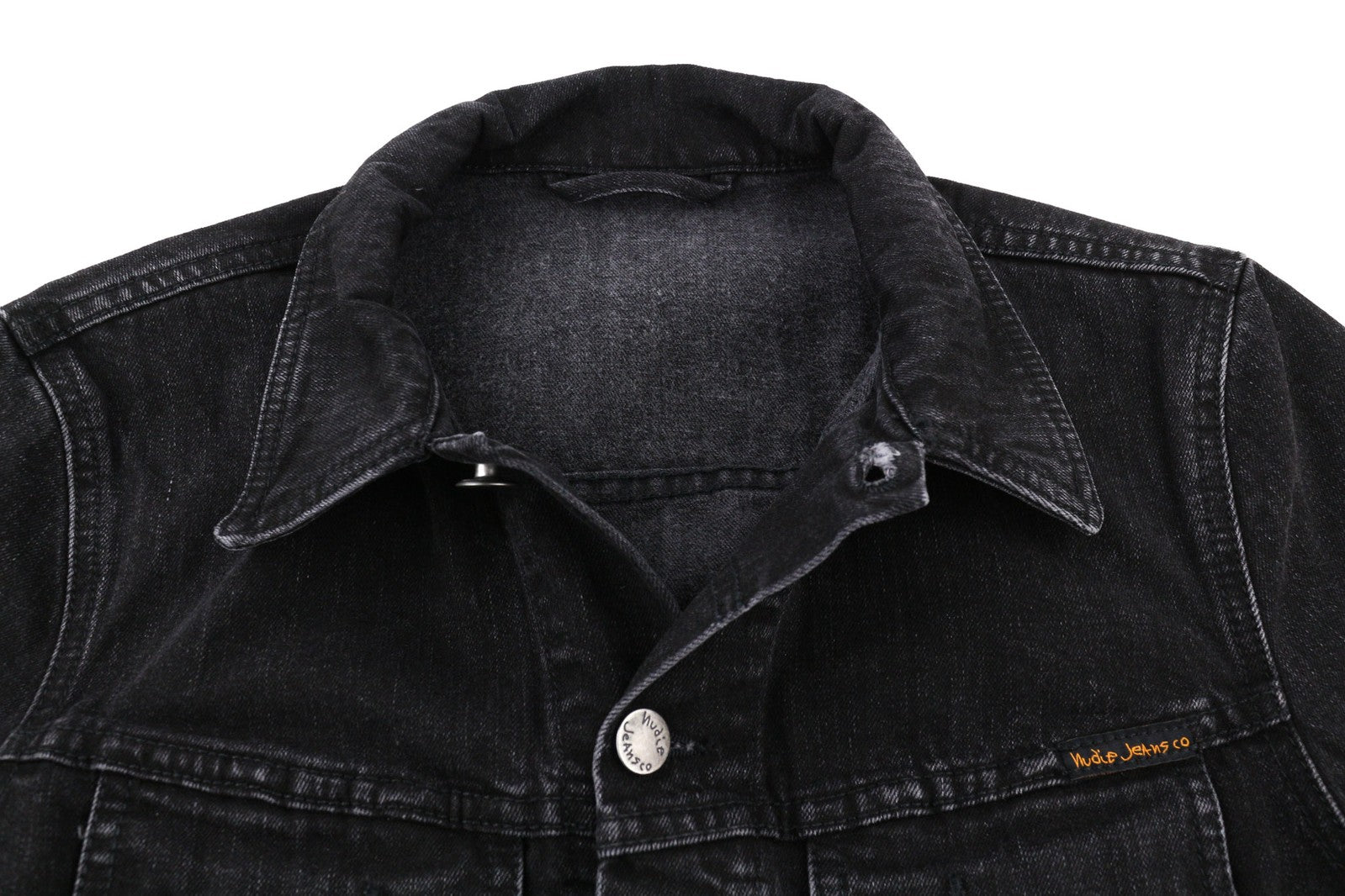 NUDIE JEANS Perry Organic Black Stone Men Jacket S Denim Black Cotton Washed