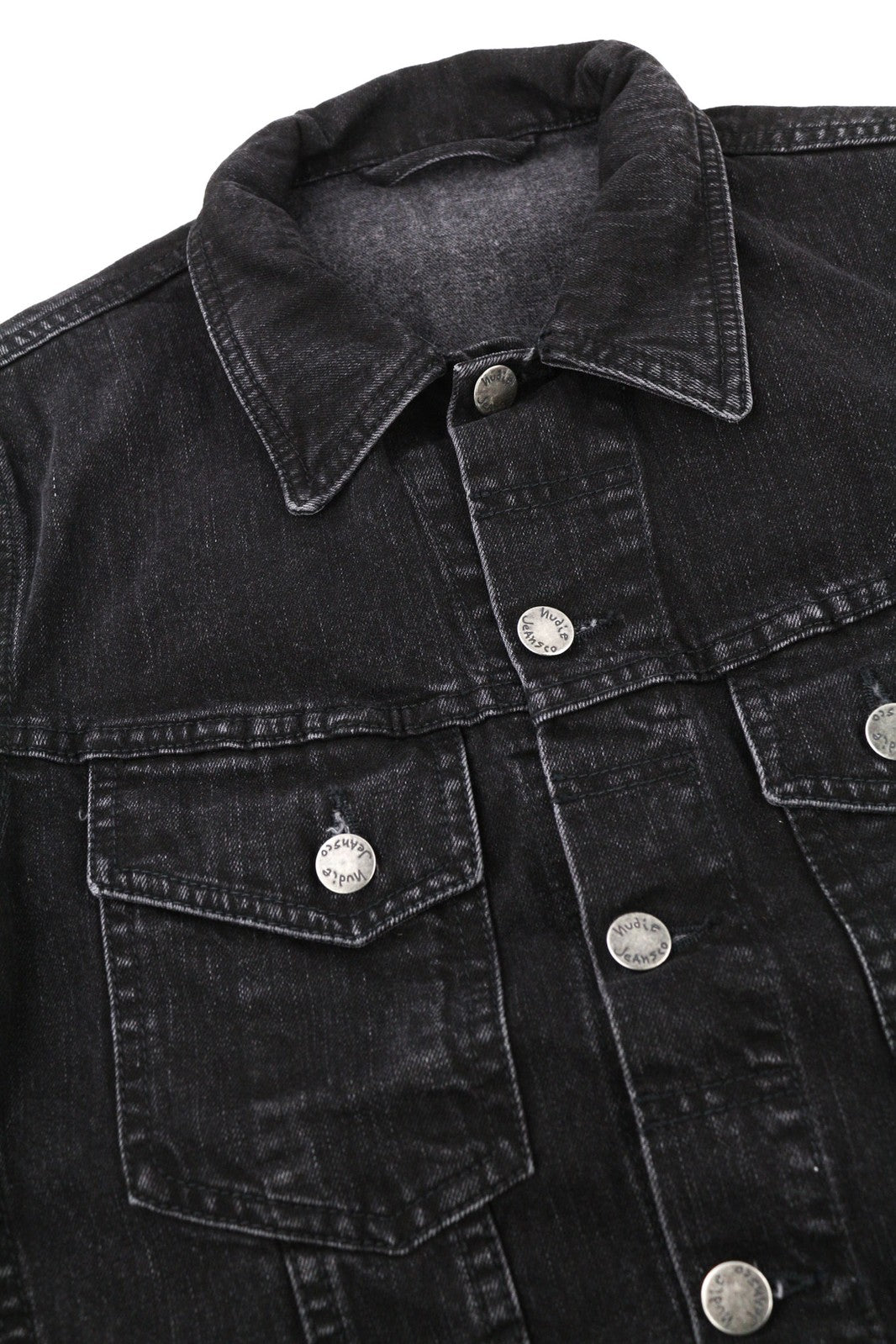 NUDIE JEANS Perry Organic Black Stone Men Jacket S Denim Black Cotton Washed