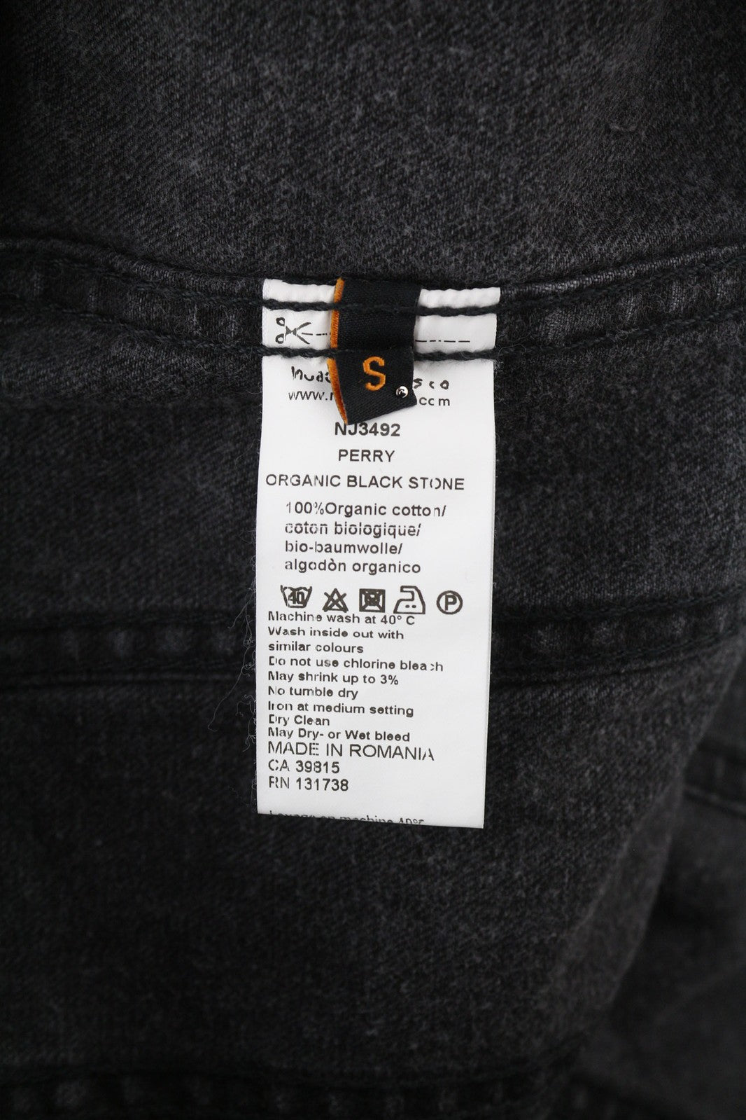 NUDIE JEANS Perry Organic Black Stone Men Jacket S Denim Black Cotton Washed