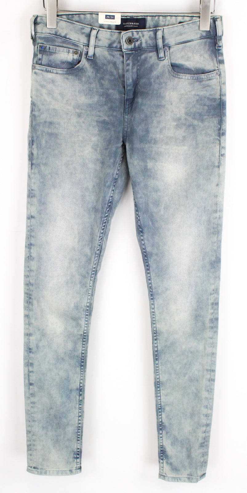 SCOTCH & SODA Men Jeans W29/L34 Skinny Fit Light Blue Washed Cotton Stretch