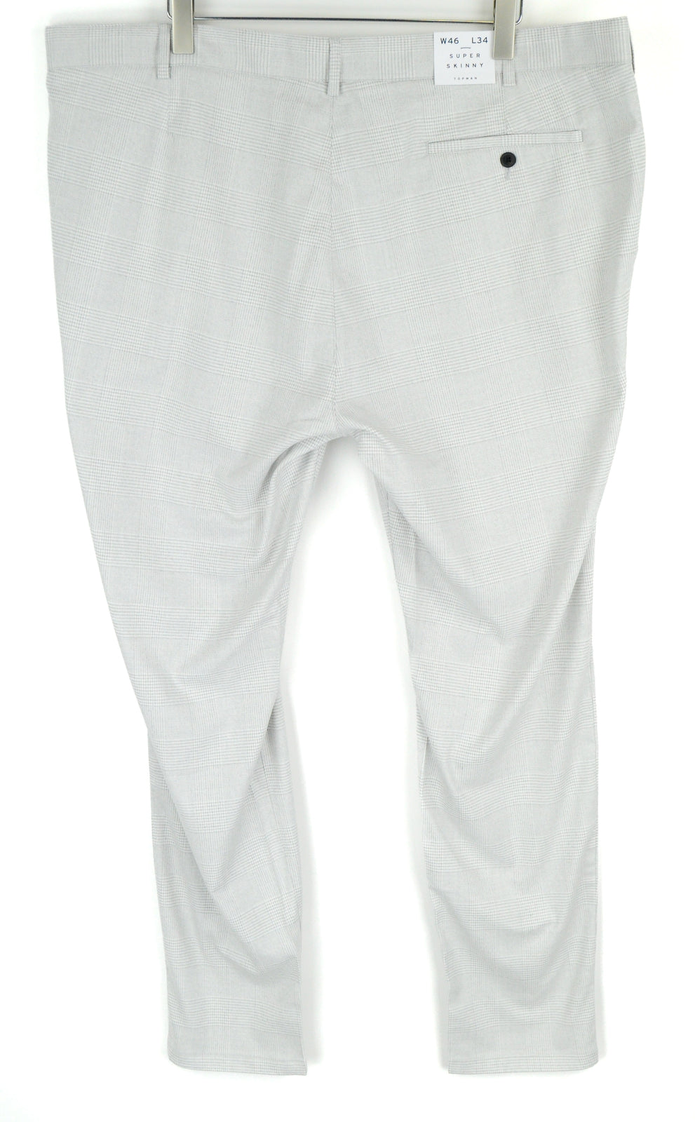TOPSHOP Topman Men Trousers W46/L34 Grey Checked Skinny Fit Classic Style