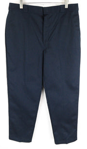 DICKIES Men Work Pants W40/L34 Navy Cotton Blend Pleated Original Fit Trousers