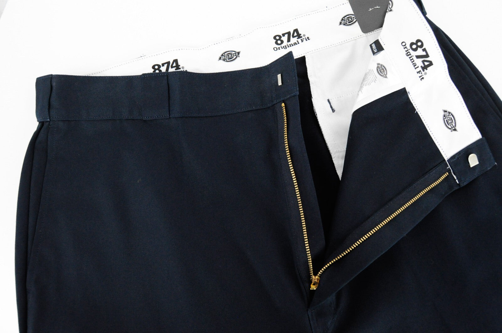 DICKIES Men Work Pants W40/L34 Navy Cotton Blend Pleated Original Fit Trousers