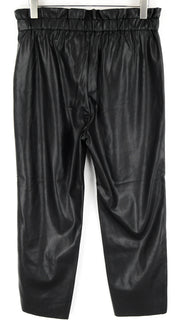 PEPE JEANS Women Trousers XL Black Faux Leather Straight Fit Waistband Style