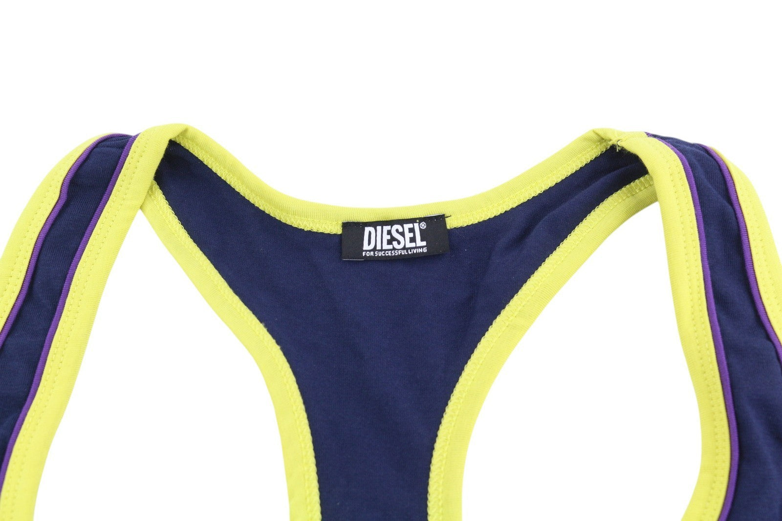 DIESEL Ufsb-Mileys Women Sports Bra L Sleeveless Round Neck Stretch Dark Blue