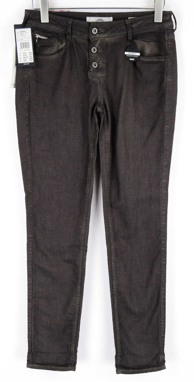 MAVI Andrea Women Trousers W26 Blue Brown Jogger Boyfriend Cotton Stretch Fit