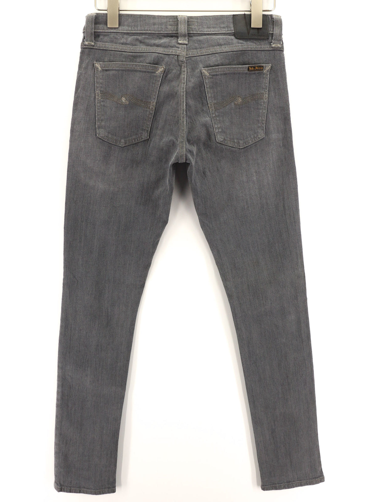 NUDIE JEANS Tight Long John Men Jeans W30/L34 Organic Charcoal Slim Logo Zipper