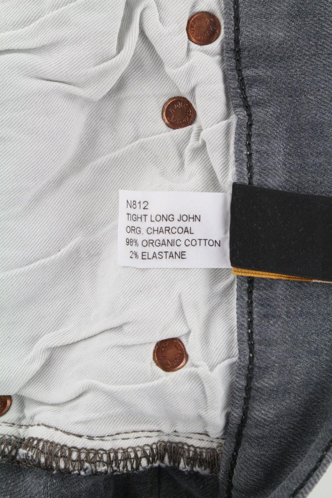 NUDIE JEANS Tight Long John Men Jeans W30/L34 Organic Charcoal Slim Logo Zipper