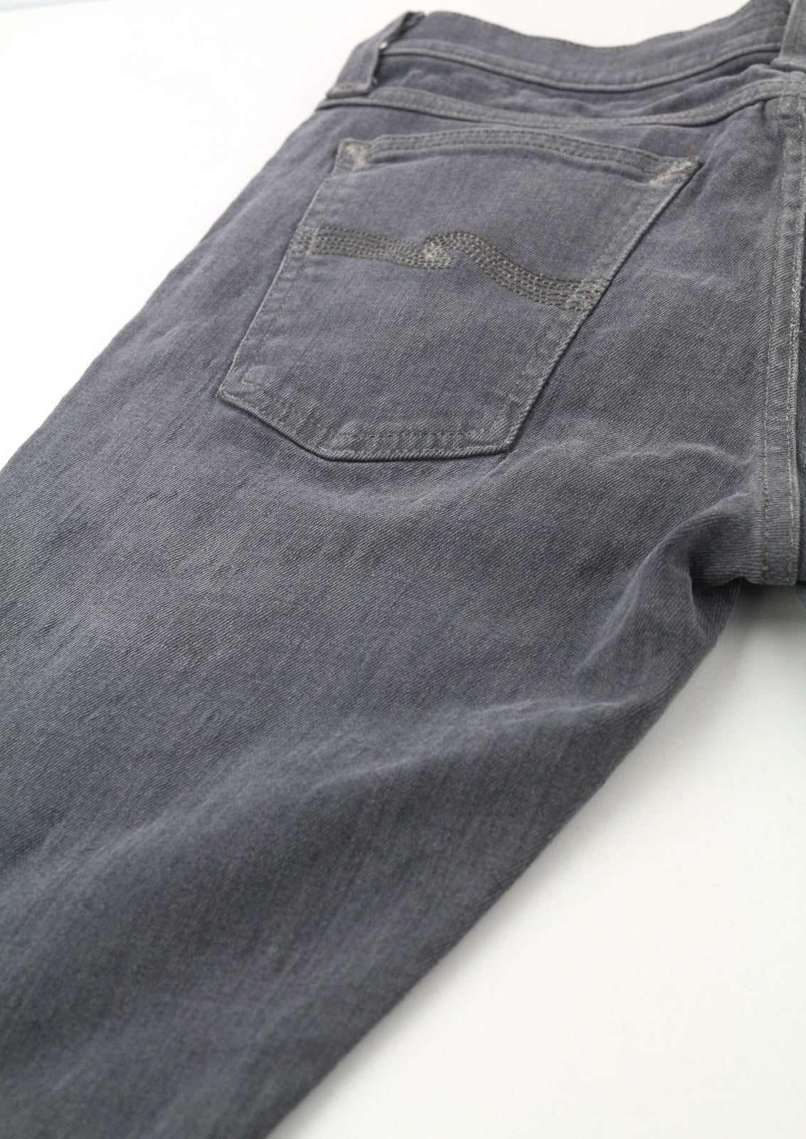 NUDIE JEANS Tight Long John Men Jeans W30/L34 Organic Charcoal Slim Logo Zipper