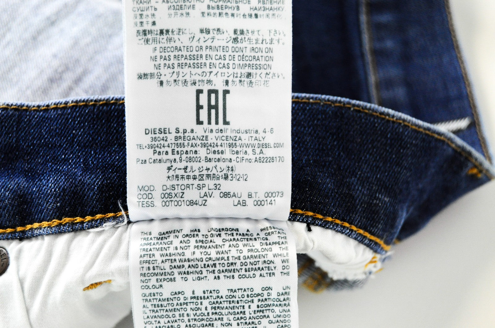 DIESEL D-Istort-SP 085AU Men Jeans W30/L32 Blue Super Skinny Fit Cotton Wash