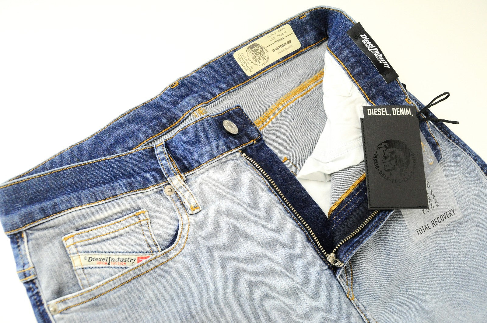 DIESEL D-Istort-SP 085AU Men Jeans W30/L32 Blue Super Skinny Fit Cotton Wash