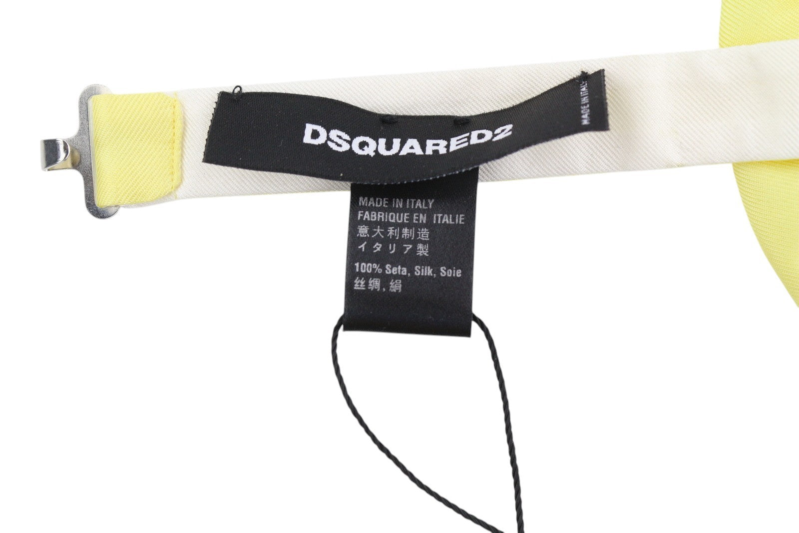DSQUARED2 Men Bow Tie ONE SIZE Silk Yellow Butterfly Self-Tie Formal All Seasons