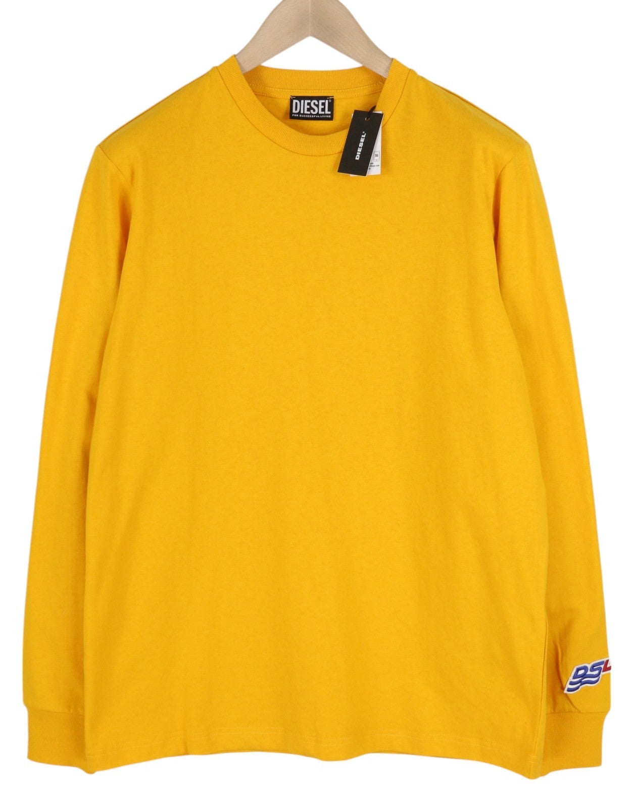 DIESEL T-Just-LS-B51 Men T-Shirt M Yellow Long Sleeve Crew Neck Tricot