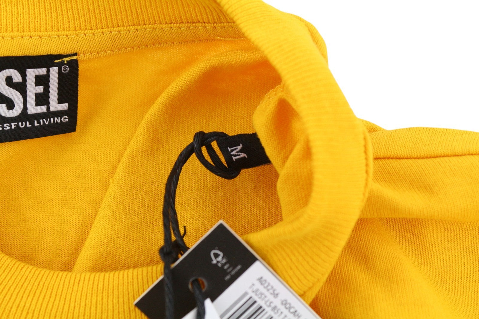 DIESEL T-Just-LS-B51 Men T-Shirt M Yellow Long Sleeve Crew Neck Tricot