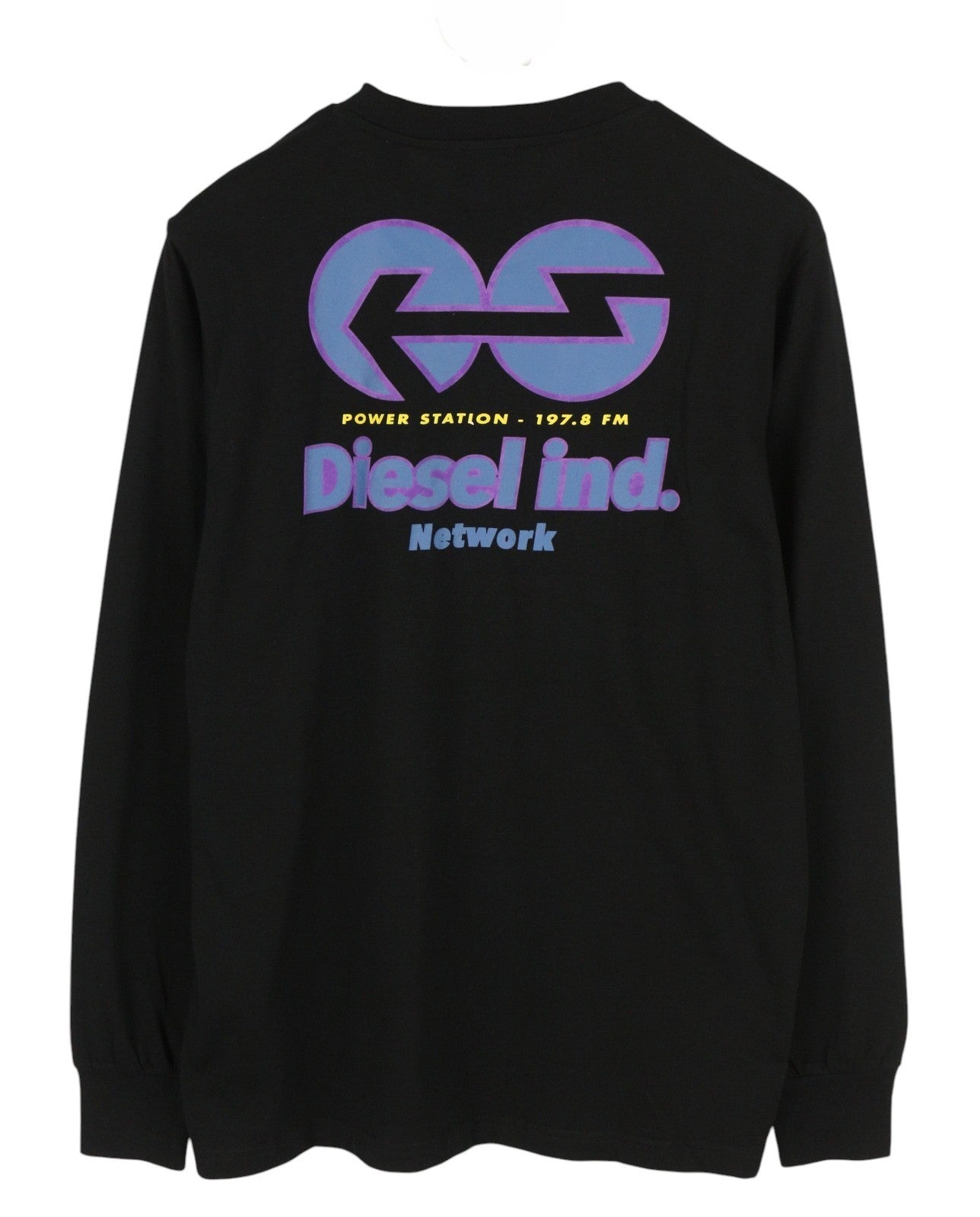 DIESEL T-Just-LS-E4 Men T-Shirt M Black Lon Sleeve Crew Neck Tricot