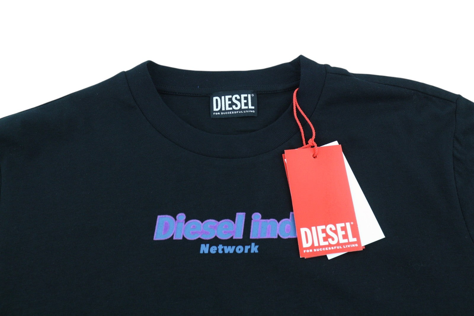 DIESEL T-Just-LS-E4 Men T-Shirt M Black Lon Sleeve Crew Neck Tricot