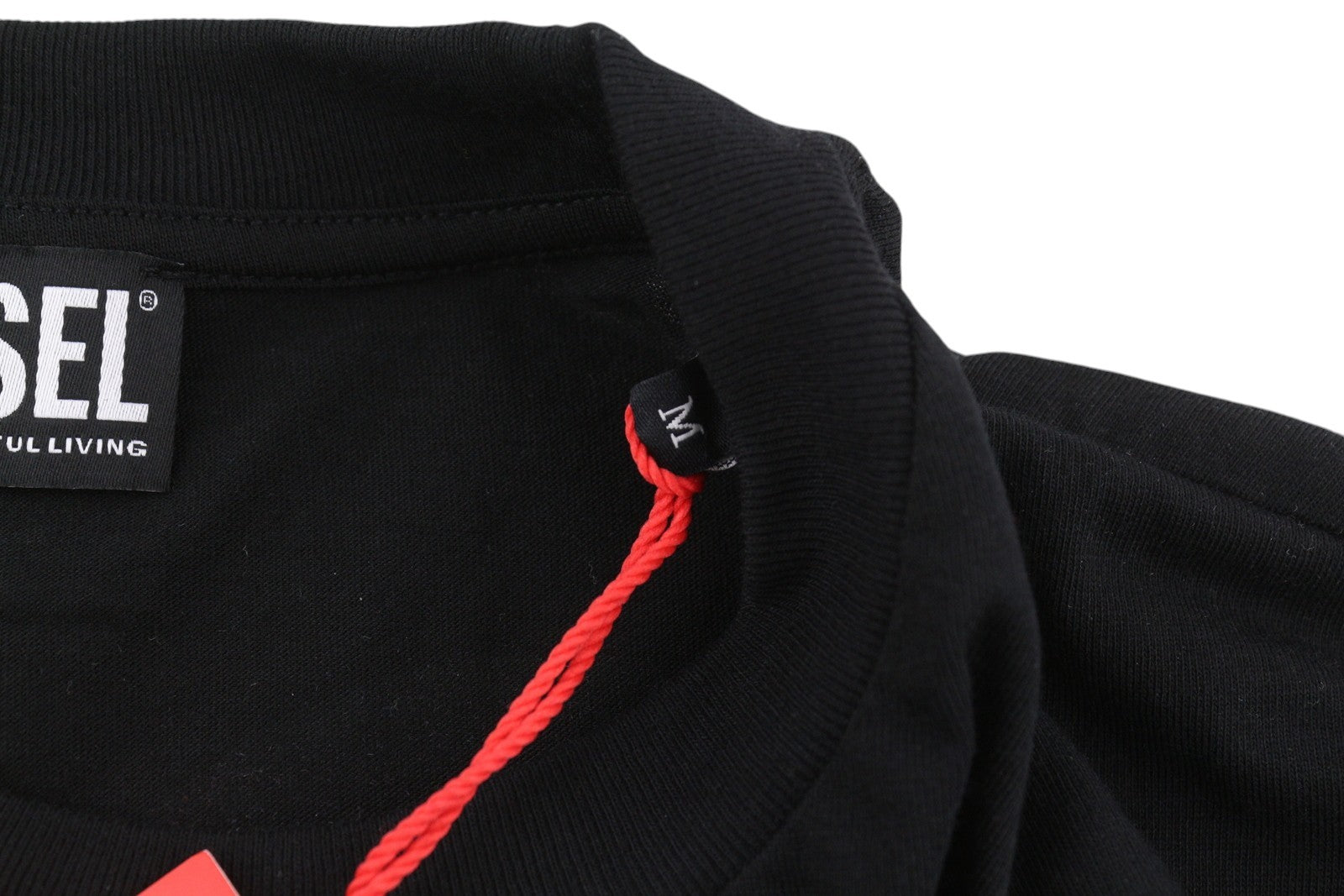 DIESEL T-Just-LS-E4 Men T-Shirt M Black Lon Sleeve Crew Neck Tricot