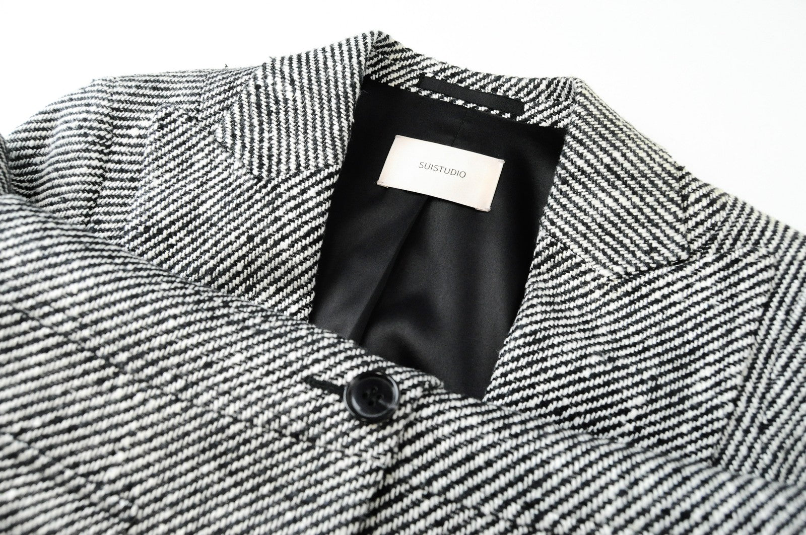 SUISTUDIO Olivia Women Blazer UK8S Grey Silk Cotton Patterned Peak Collar Suit