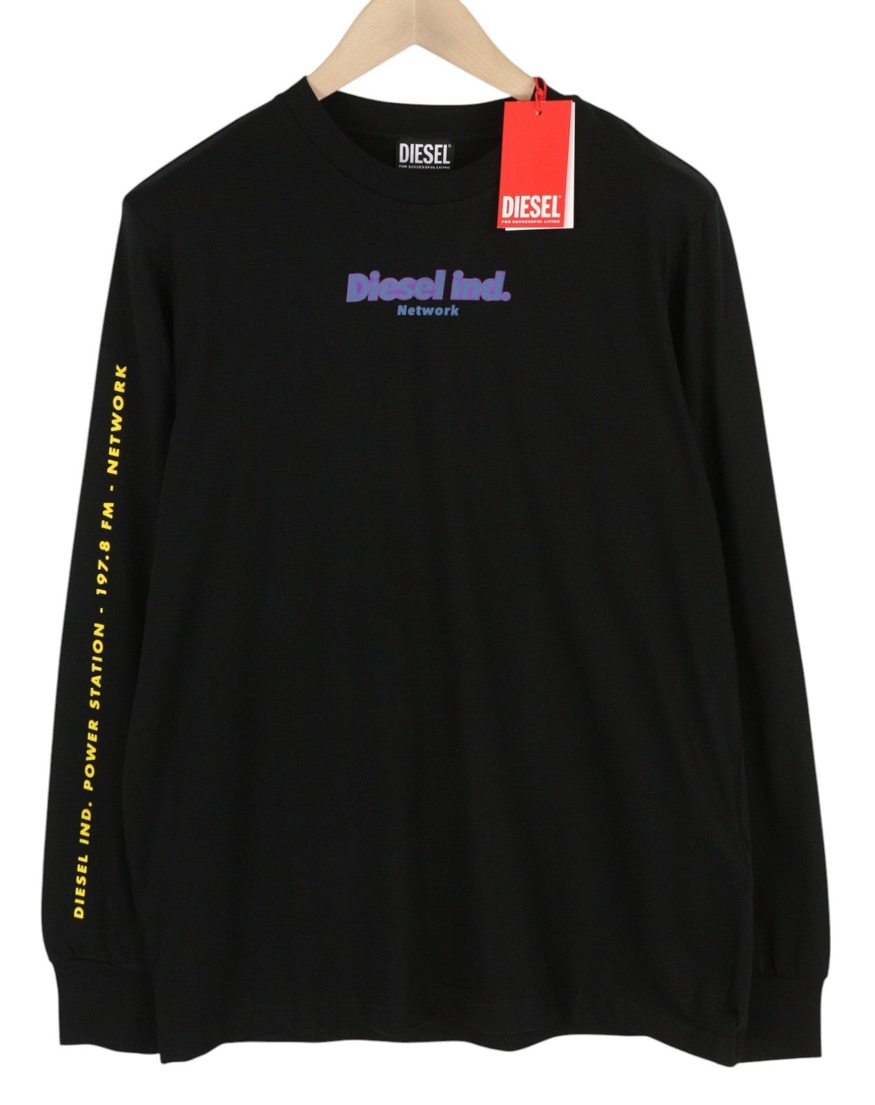 DIESEL T-Just-LS-E4 Men's T-Shirt L Black Lon Sleeve Crew Neck Tricot RRP€80