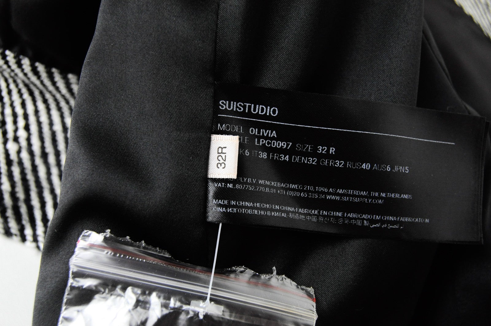 SUISTUDIO Olivia Women Blazer UK6R Grey Silk Cotton Patterned Lined Formal Coat