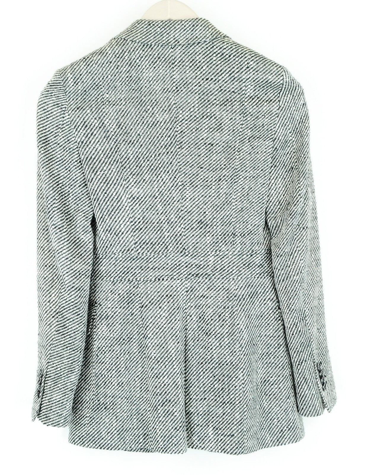 SUISTUDIO Olivia Women Blazer UK6R Grey Silk Cotton Classic Lined Patterned Fit