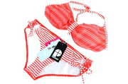 PROTEST Leone Women Swimsuit UK14D Red Striped Stretch Bikini Two Piece Set