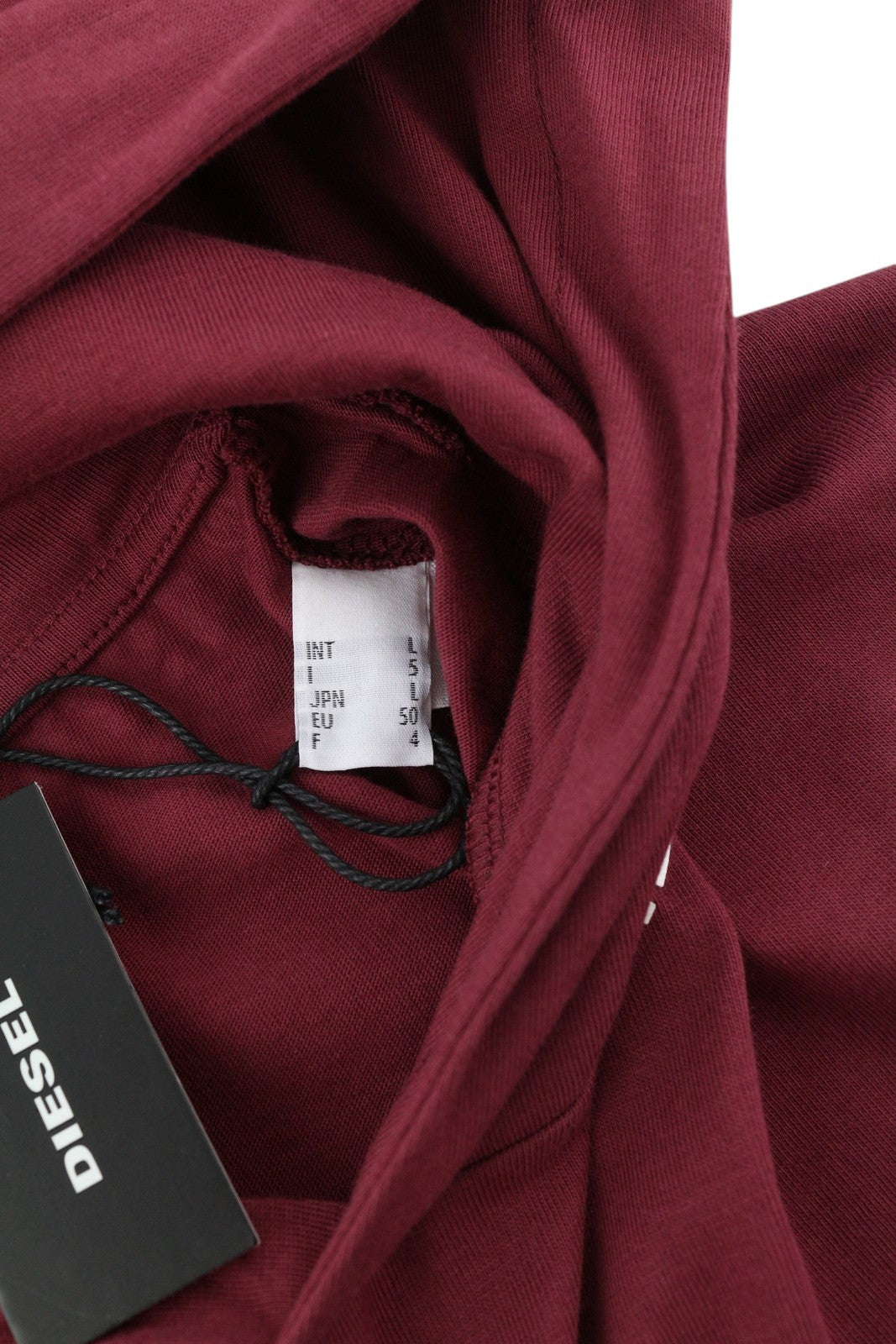 DIESEL Umlt-Jimmies Men T-Shirt L Underwear Hooded Long Sleeve Burgundy Tricot