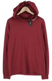 DIESEL Umlt-Jimmies Men T-Shirt L Underwear Hooded Long Sleeve Burgundy Logo