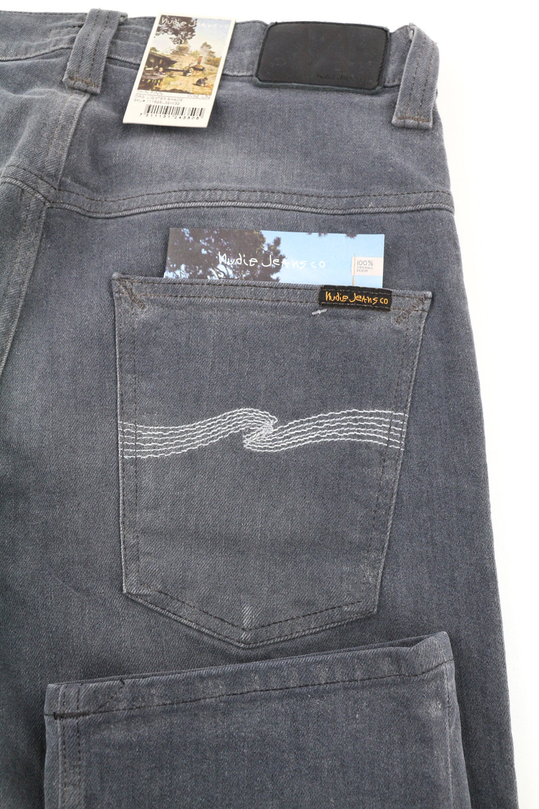 NUDIE JEANS Thin Finn Men Jeans W32/L32 Slim Grey Cotton Elastane Wash Casual