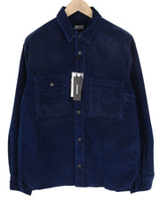 DIESEL S-Bun-Cord Men Shirt M Washed Blue Corduroy Thick Spread Snap RRP€175