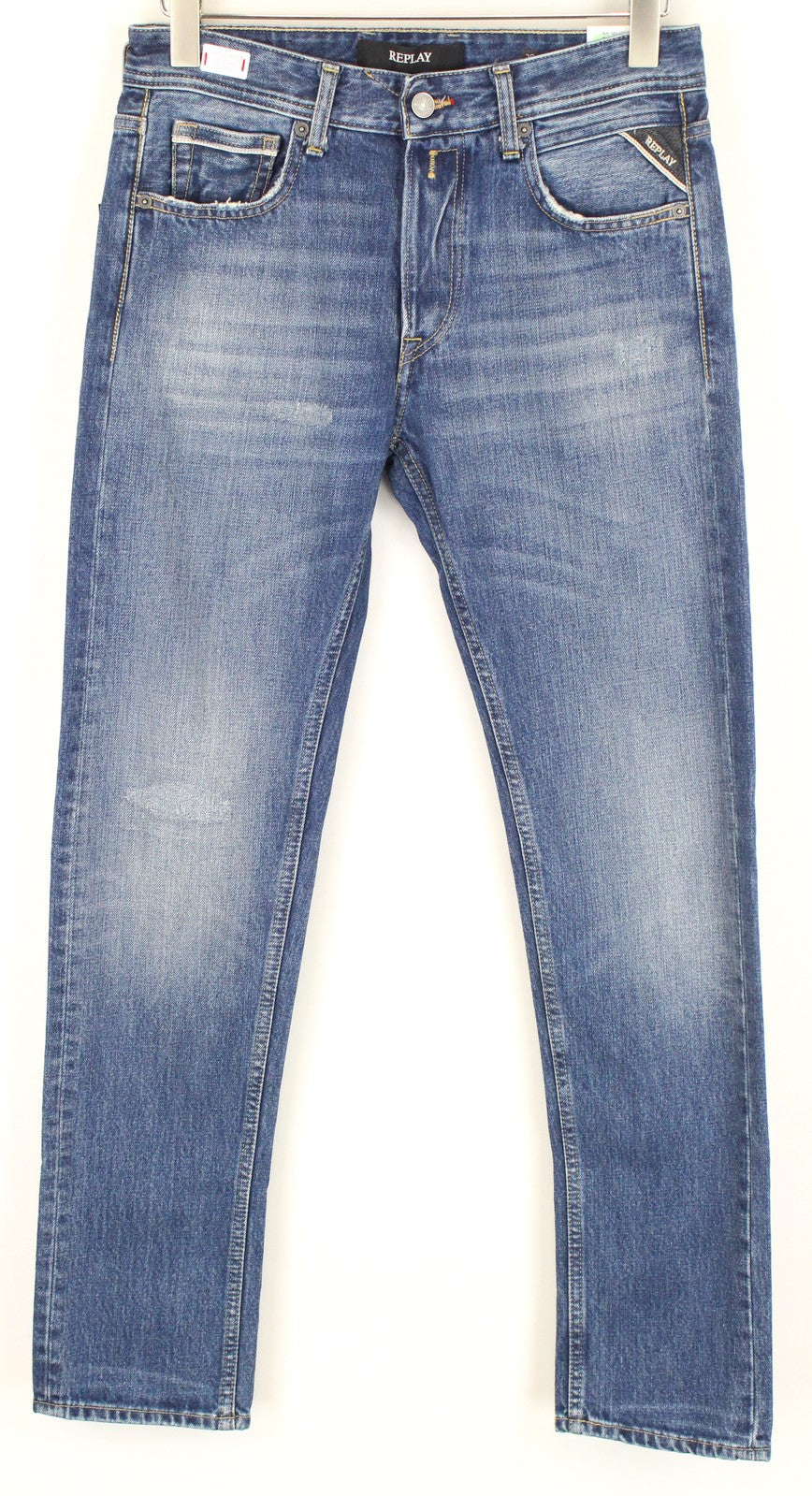 REPLAY Grover Men Jeans W30/L32 Straight Fit Pure Cotton Blue Casual Wash Denim