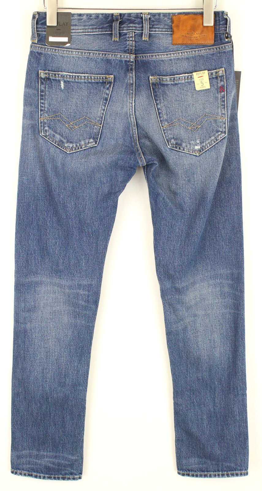 REPLAY Grover Men Jeans W30/L32 Straight Fit Pure Cotton Blue Casual Wash Denim