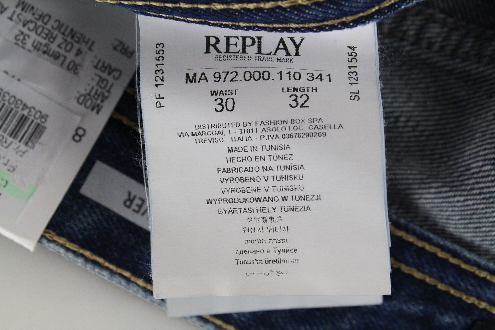 REPLAY Grover Men Jeans W30/L32 Straight Fit Pure Cotton Blue Casual Wash Denim