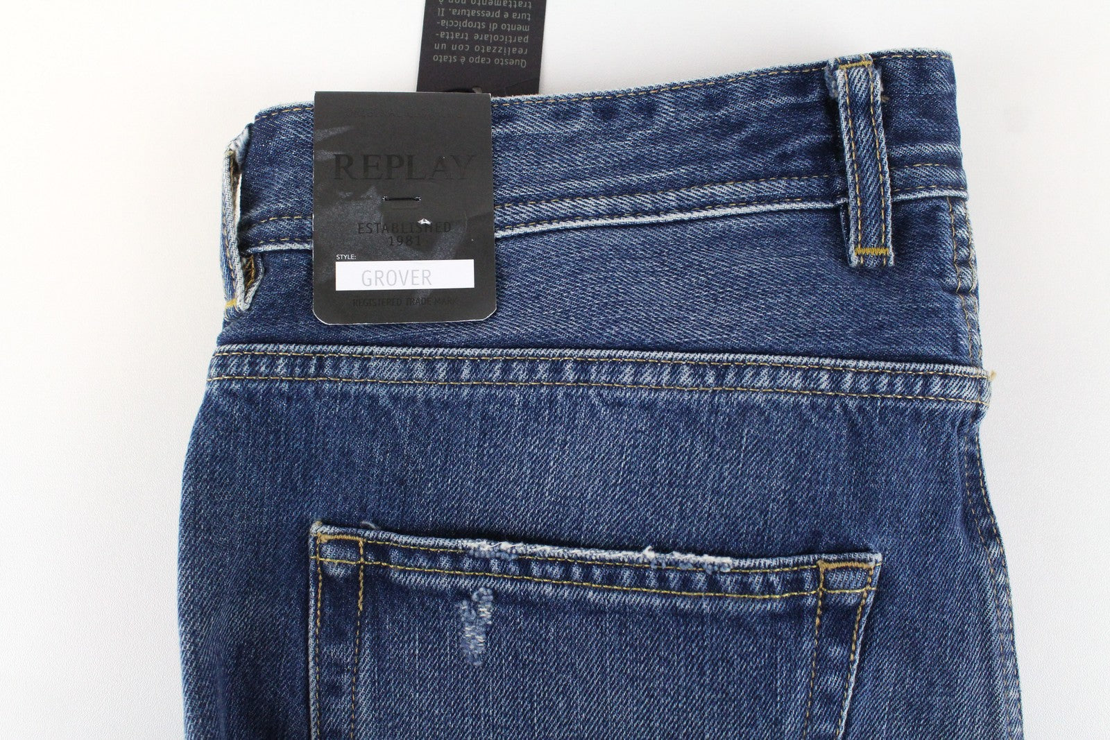 REPLAY Grover Men Jeans W30/L32 Straight Fit Pure Cotton Blue Casual Wash Denim