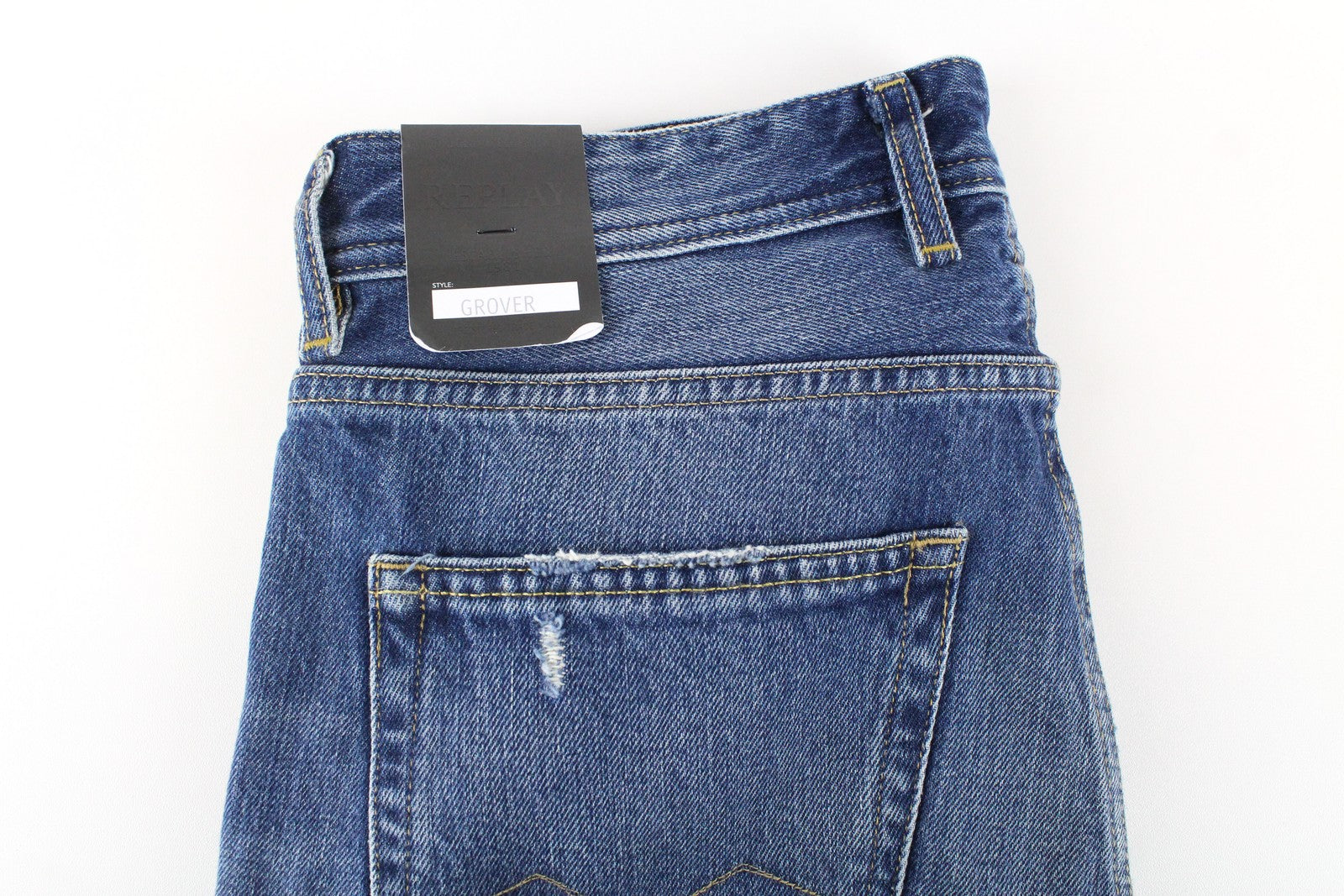 REPLAY Grover Men Jeans W29/L32 Straight Fit 5-Pocket Blue Pure Cotton Washed